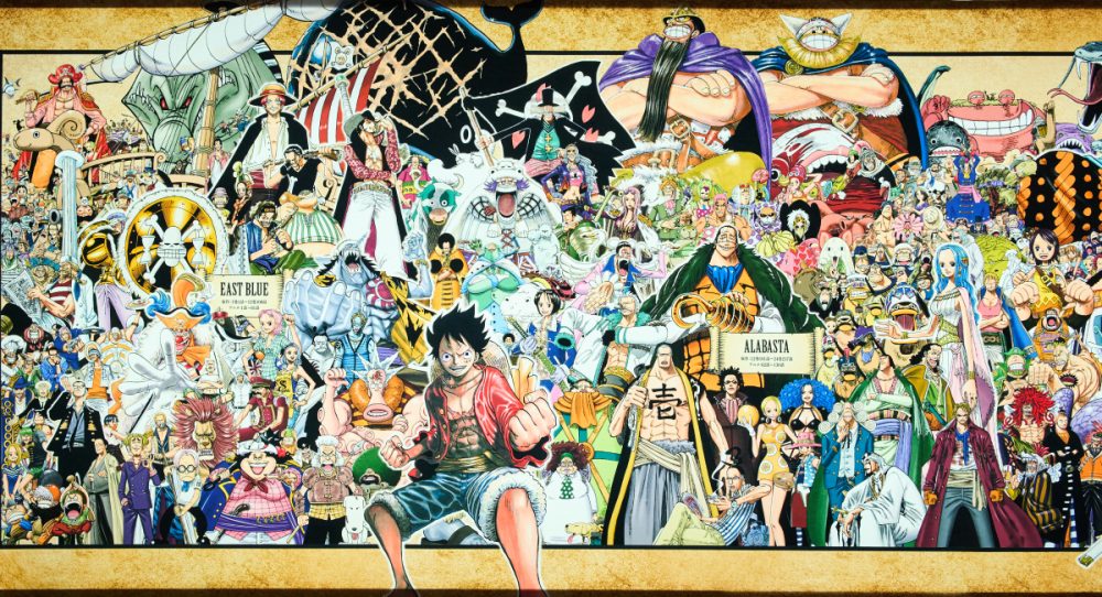 a section of the long artwork featuring various One Piece characters shown at ONE PIECE DAY